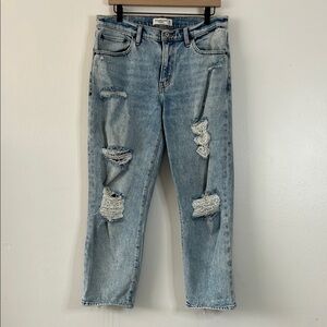 Abercrombie & Fitch The Boyfriend Mid‎ Rise Jeans Light Distressed Wash size 30